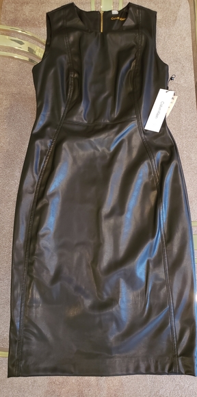 Calvin Klein Sleeveless Faux Leather Dress (NWT!) - Picture 2 of 12